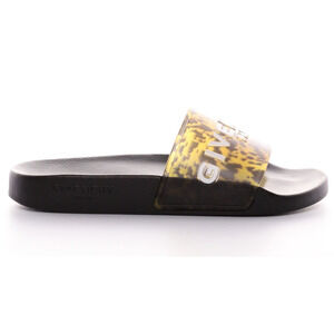 Givenchy Marble Effect Black Yellow Logo Slide On Pool Sandal Flip Flop Flat 35